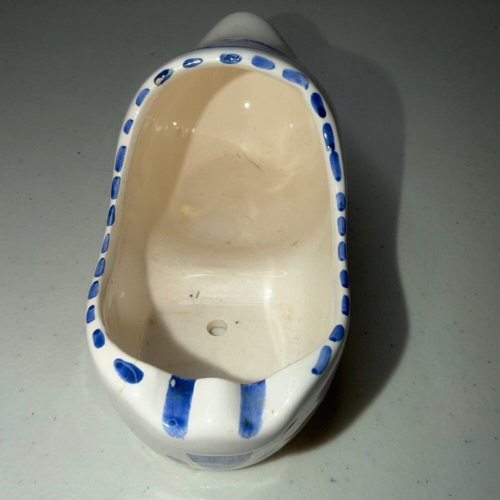 Vintage Ashtrays Holland Dutch Shoes Blue Hand Painted Ceramic Windmill - Picture 4 of 7